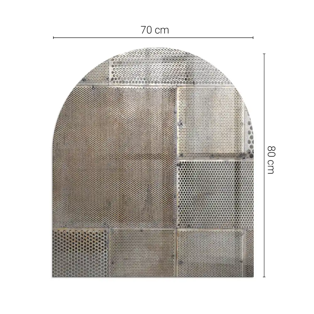 Placă de sticlă semiovală pentru șemineu cu model tablă perforată
