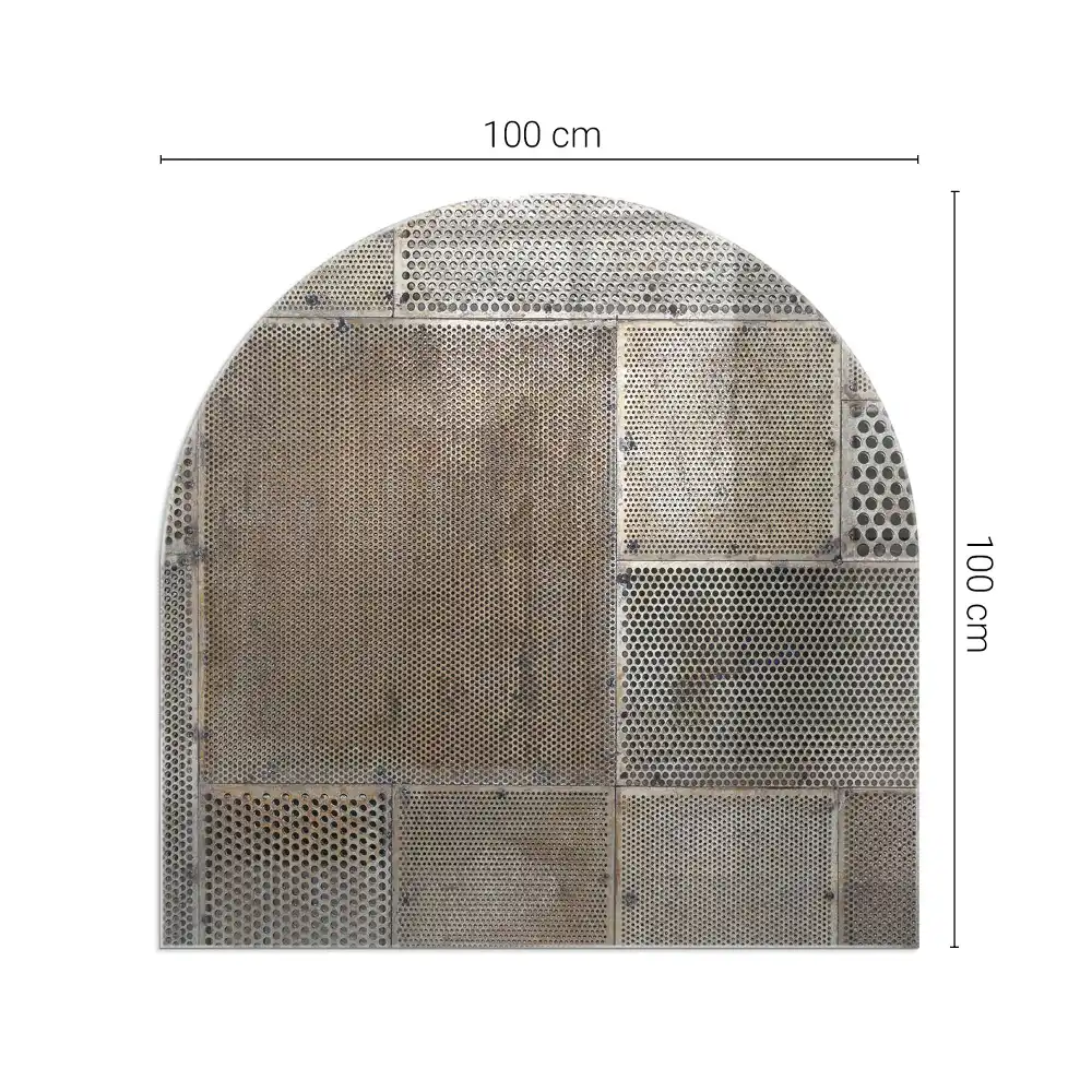 Placă de sticlă semiovală pentru șemineu cu model tablă perforată