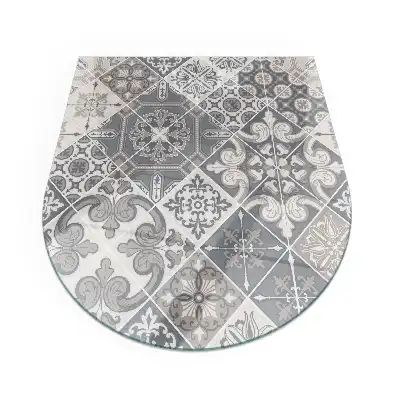 Placă de protecție pentru șemineu semiovală cu model decorativ de mozaic