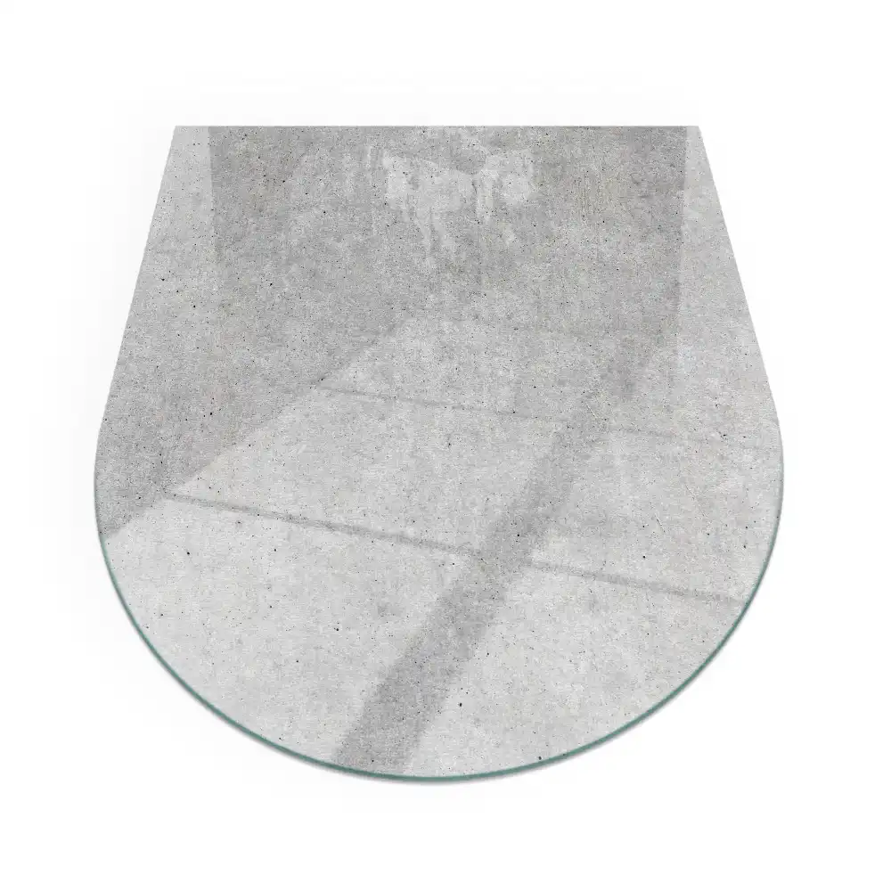 Placă de sticlă semiovală pentru șemineu cu textură de beton brut