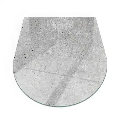 Placă de sticlă semiovală pentru șemineu cu textură de beton brut
