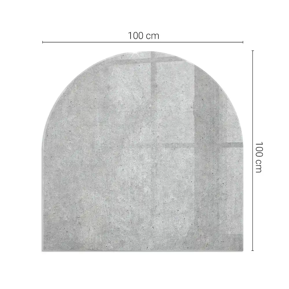 Placă de sticlă semiovală pentru șemineu cu textură de beton brut