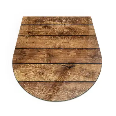 Placă de protecție din sticlă securizată sub sobă, model semioval cu aspect de scânduri de lemn cu inele