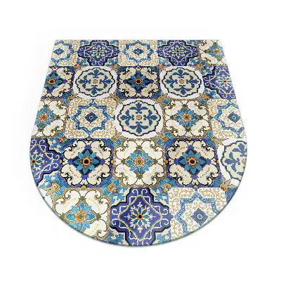 Placă de sticlă semiovală pentru șemineu cu model mozaic floral