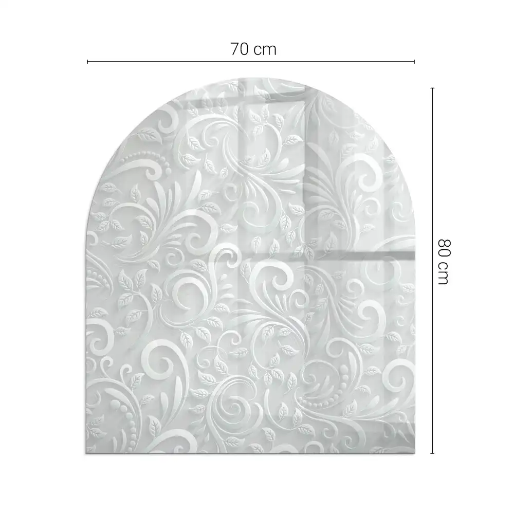 Placă de sticlă semiovală pentru șemineu cu model elegant cu plante
