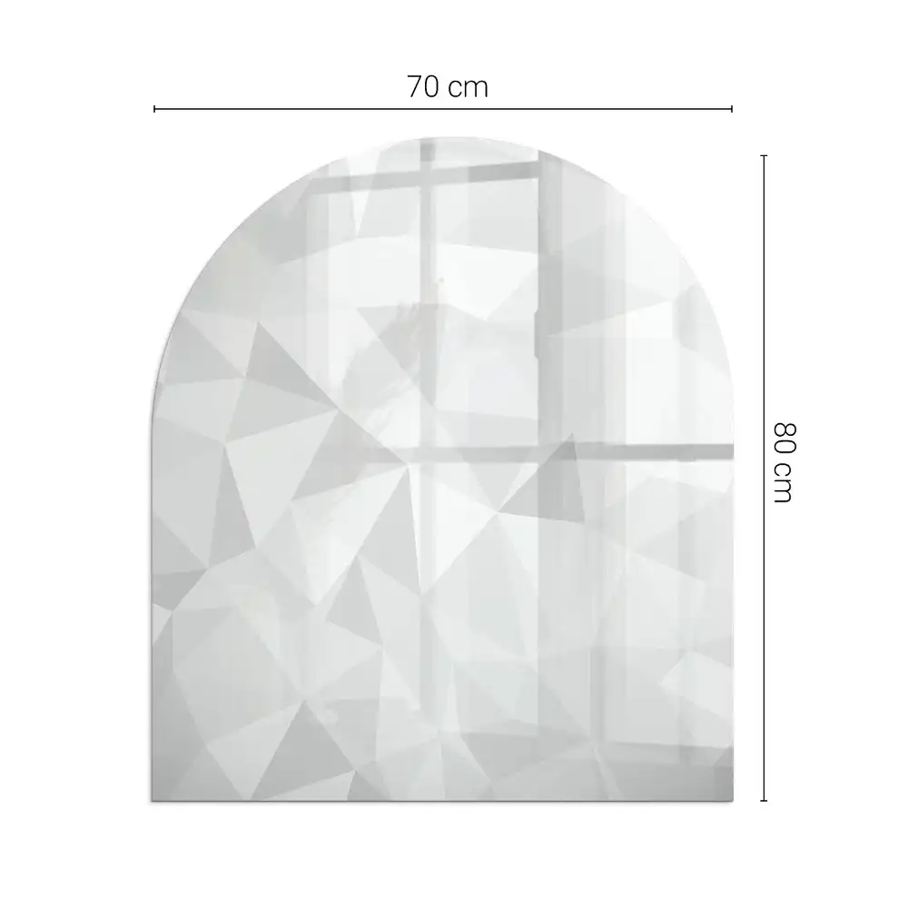 Placă de sticlă semiovală pentru șemineu cu model geometric abstract