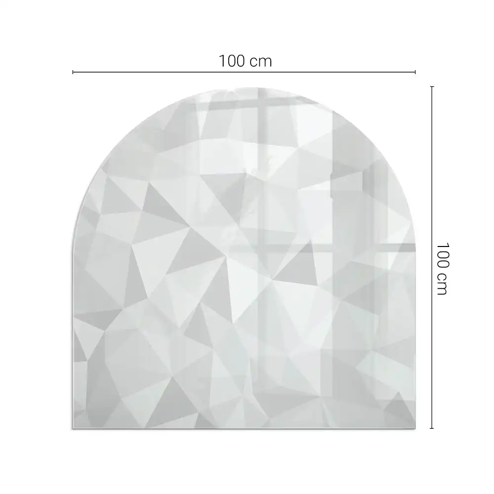 Placă de sticlă semiovală pentru șemineu cu model geometric abstract