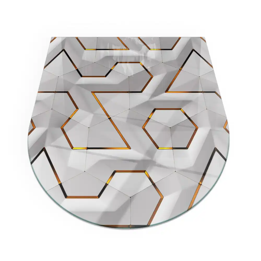 Placă de sticlă semiovală pentru șemineu cu model geometric 3D