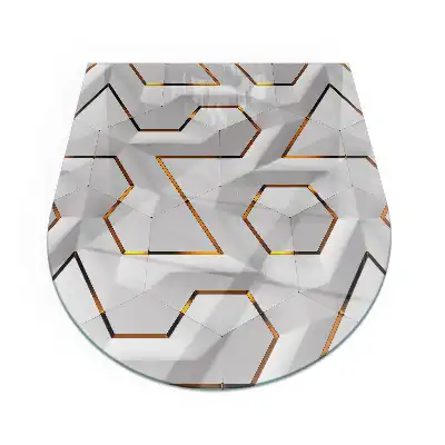 Placă de sticlă semiovală pentru șemineu cu model geometric 3D