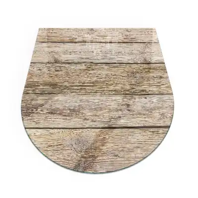 Placă de sticlă semiovală pentru șemineu cu aspect de scânduri din lemn natural