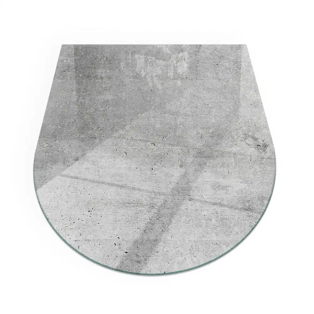 Placă de sticlă semiovală pentru șemineu cu textură de beton brut