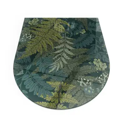 Placă de protecție pentru șemineu semiovală cu model floral și fluturi