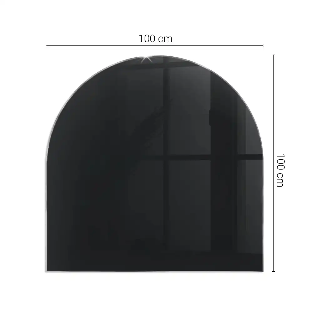 Placă din sticlă securizată de protecție pentru sobă formă semiovală culoare neagră