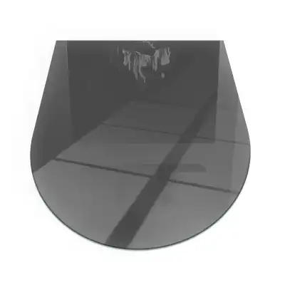 Placă de sticlă semiovală maro-gri pentru șemineu