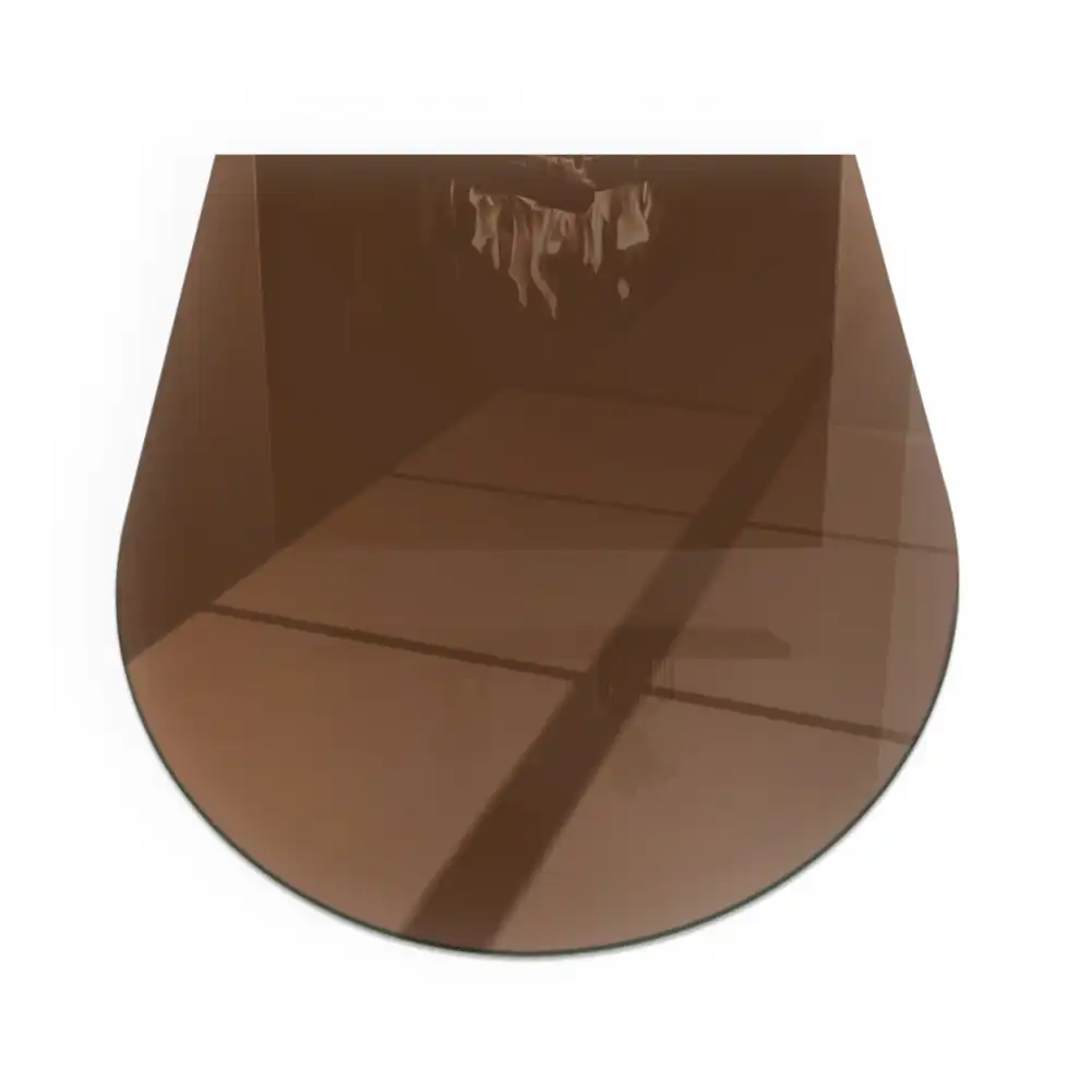 Placă de protecție din sticlă securizată sub sobă, formă semiovală, culoare maro