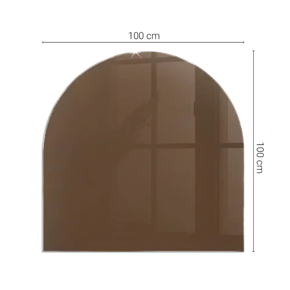 Placă de protecție din sticlă securizată sub sobă, formă semiovală, culoare maro