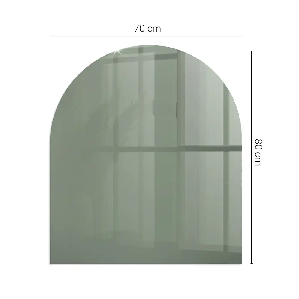 Placă de sticlă semiovală pentru șemineu culoare măslinie