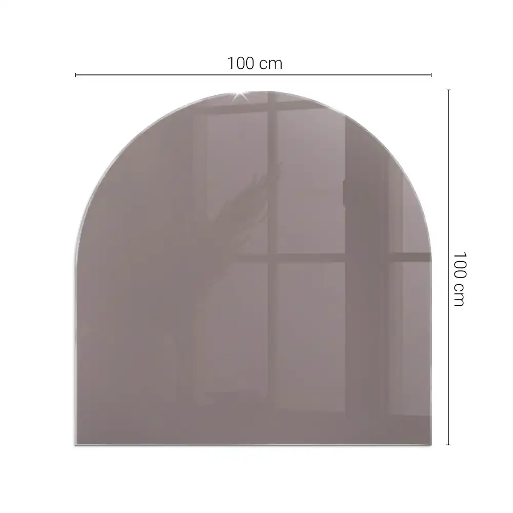 Placă de protecție din sticlă securizată sub sobă în formă semiovală culoare bej