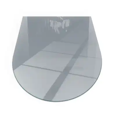 Placă de protecție semiovală din sticlă pentru șemineu de culoare gri