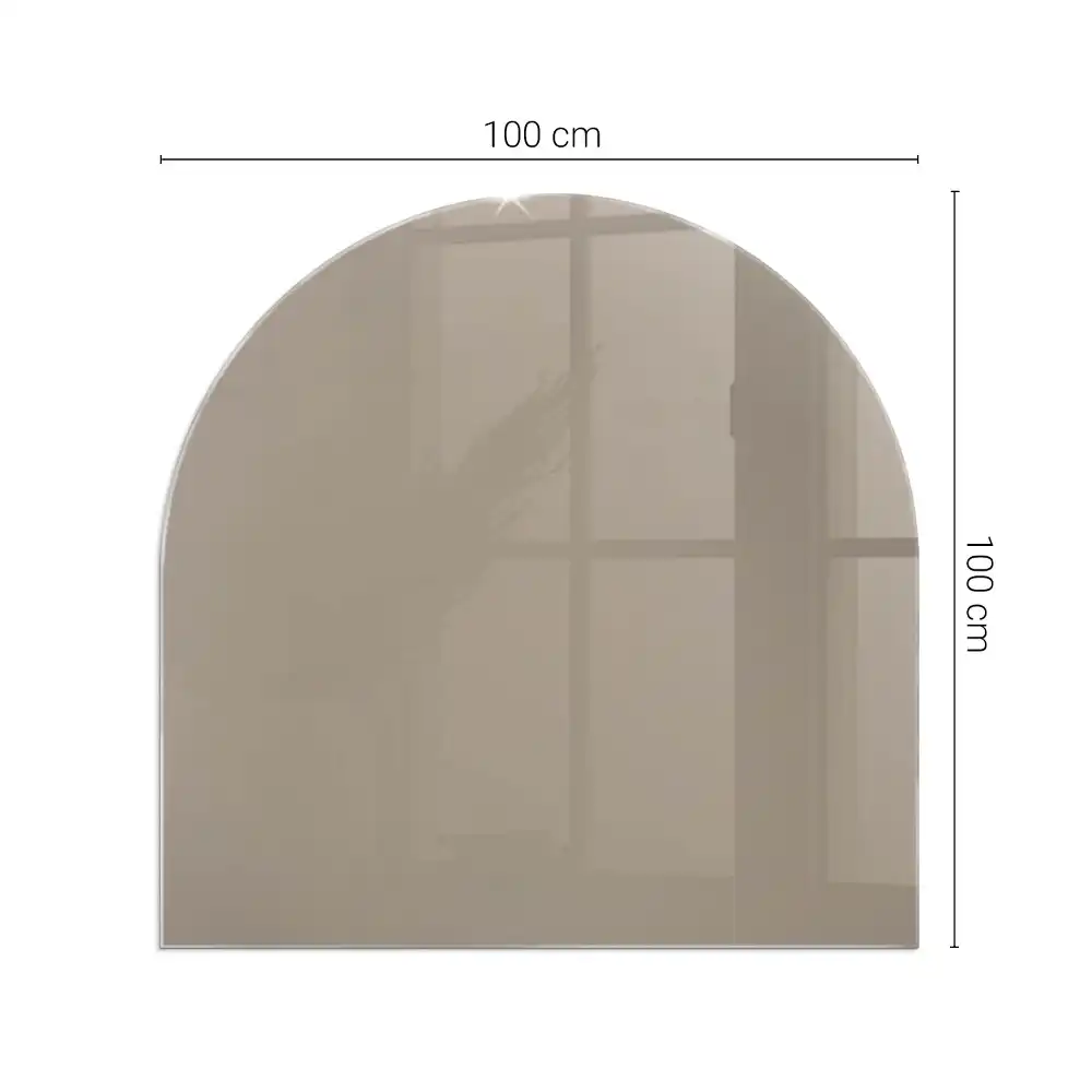Placă de sticlă semiovală pentru șemineu de culoare maro