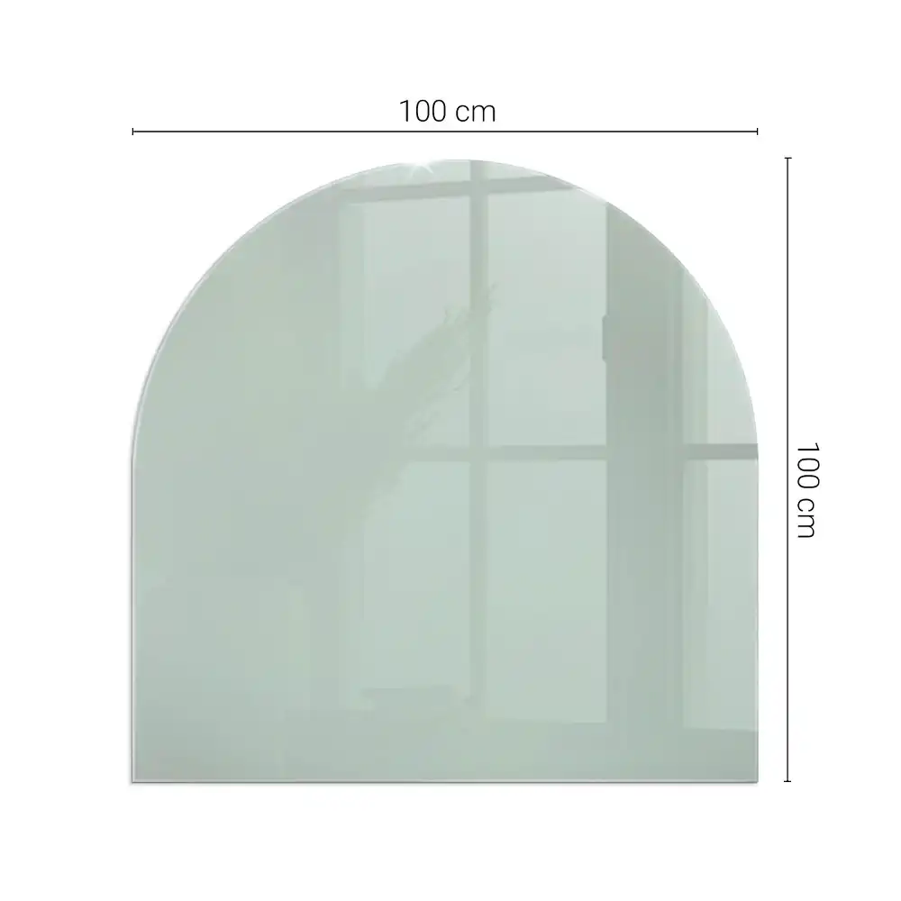 Placă de sticlă semiovală pentru șemineu de culoare verde deschis