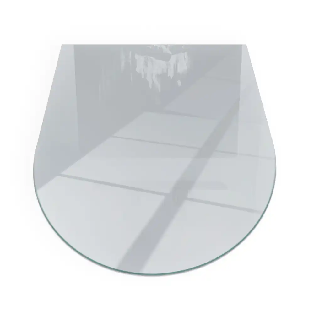 Placă de protecție din sticlă securizată sub sobă în formă semiovală de culoare gri
