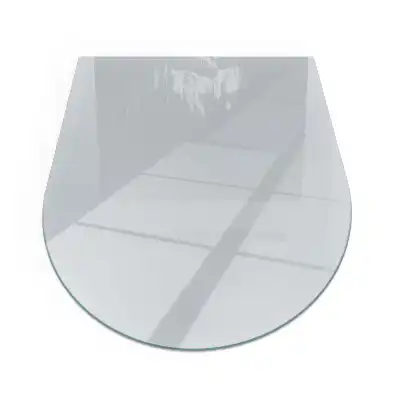 Placă de protecție din sticlă securizată sub sobă în formă semiovală de culoare gri