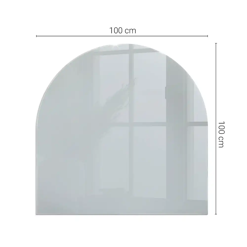 Placă de protecție din sticlă securizată sub sobă în formă semiovală de culoare gri