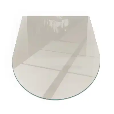 Placă de protecție din sticlă securizată sub sobă, formă semiovală, culoare crem deschis