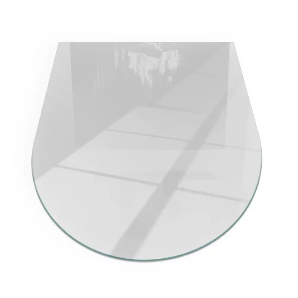 Placă de sticlă semiovală pentru șemineu de culoare gri