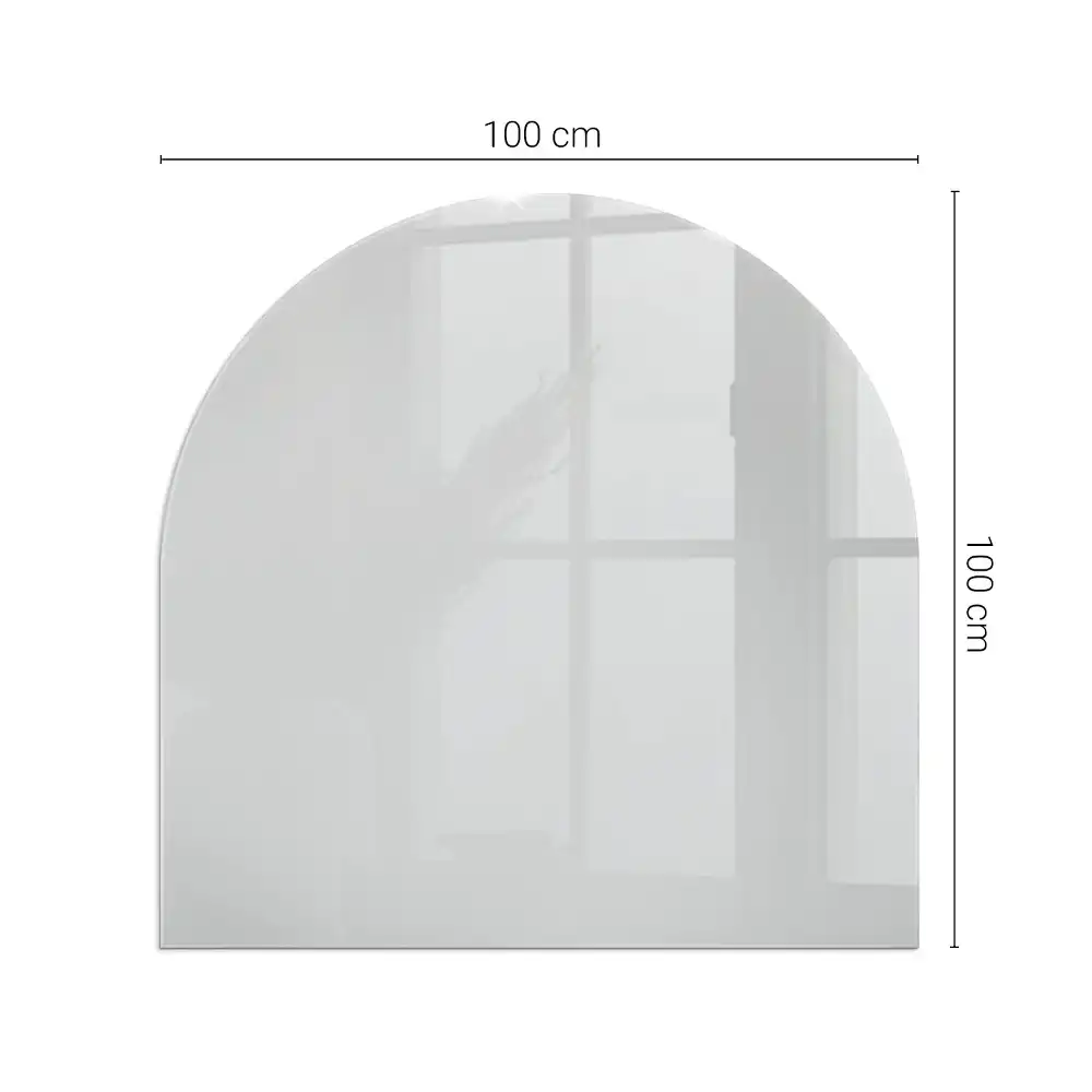 Placă de sticlă semiovală pentru șemineu de culoare gri