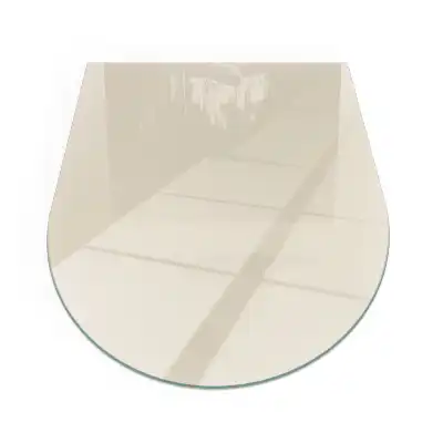Placă de sticlă semiovală pentru șemineu de culoare bej