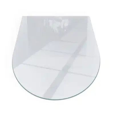 Placă de sticlă semiovală albă pentru șemineu