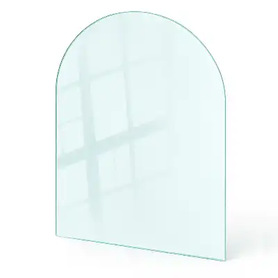 Placă de protecție din sticlă securizată sub sobă, formă semiovală, transparentă
