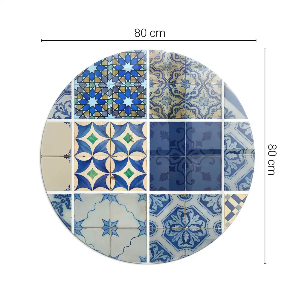 Placă din sticlă securizată tip covoraș de protecție sub sobă cu model plăci ceramice
