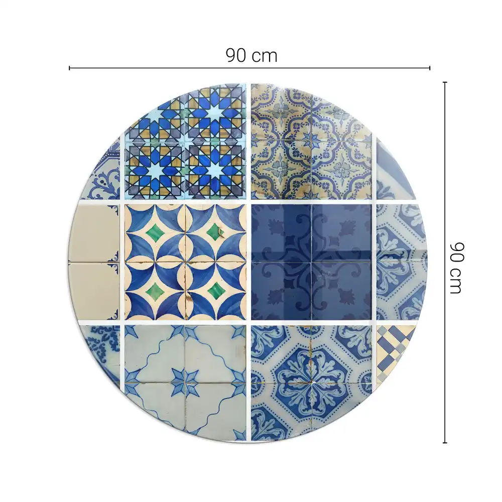 Placă din sticlă securizată tip covoraș de protecție sub sobă cu model plăci ceramice