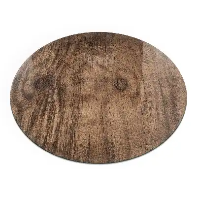 Placă de protecție rotundă din sticlă securizată pentru sobă cu model de lemn natural