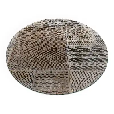 Placă rotundă din sticlă securizată pentru protecție sub sobă cu model tablă perforată