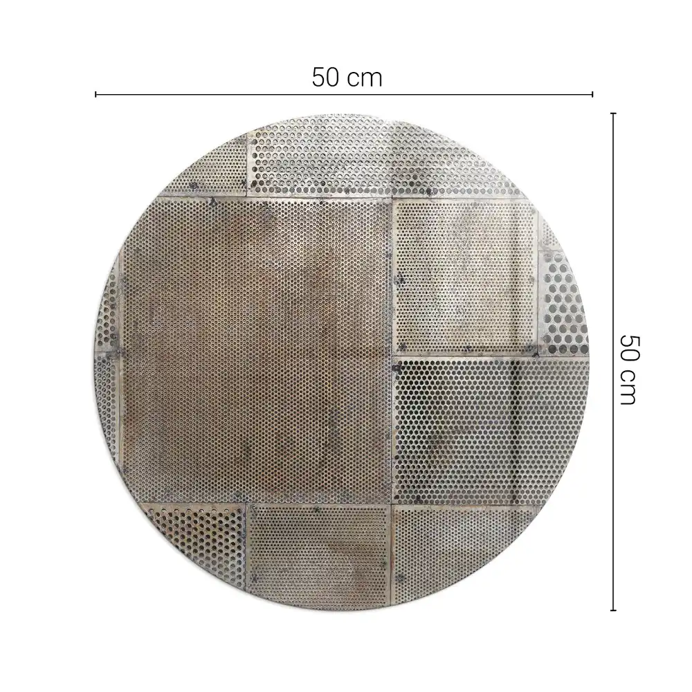 Placă rotundă din sticlă securizată pentru protecție sub sobă cu model tablă perforată