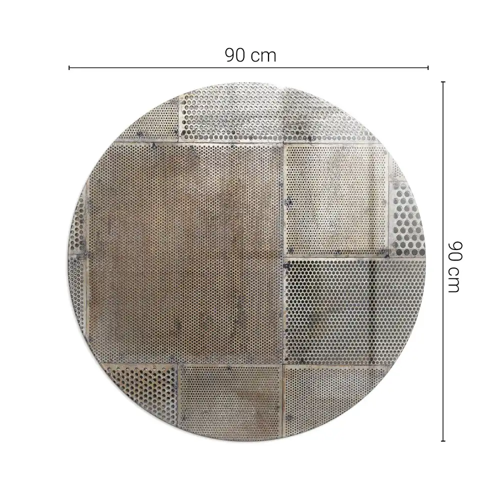 Placă rotundă din sticlă securizată pentru protecție sub sobă cu model tablă perforată