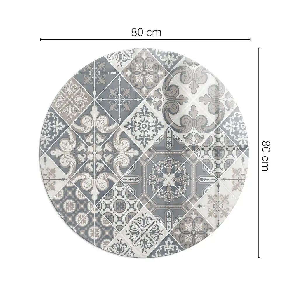 Placă de protecție rotundă pentru șemineu cu model decorativ de mozaic