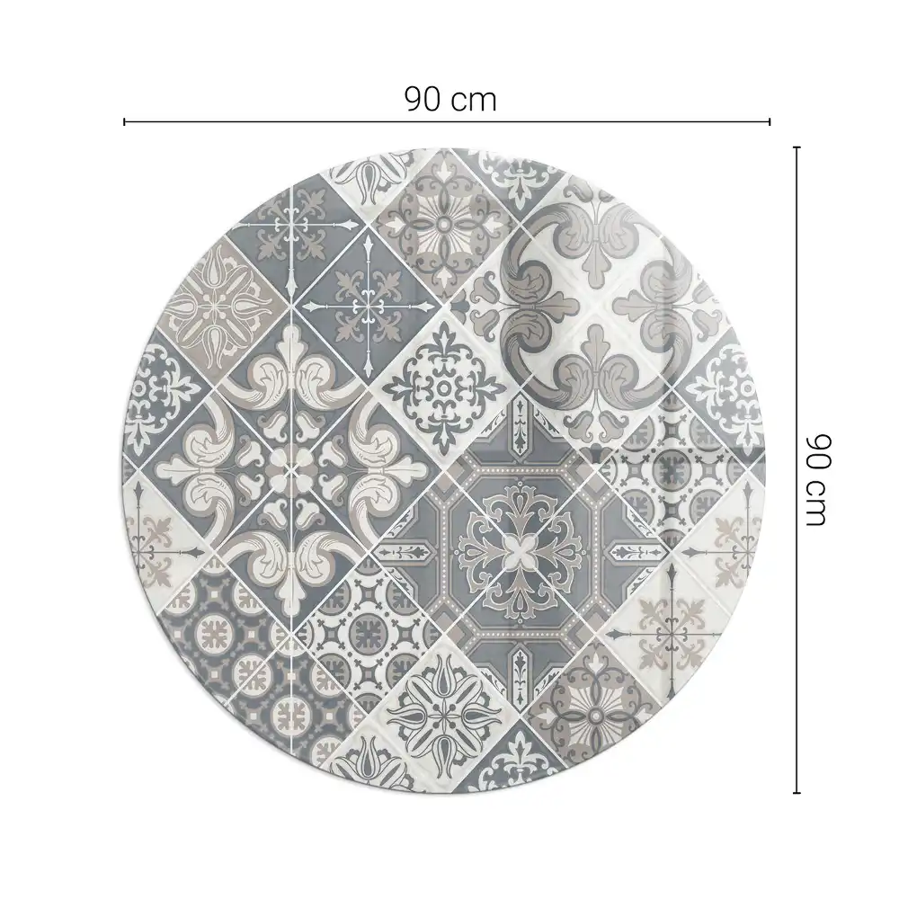 Placă de protecție rotundă pentru șemineu cu model decorativ de mozaic