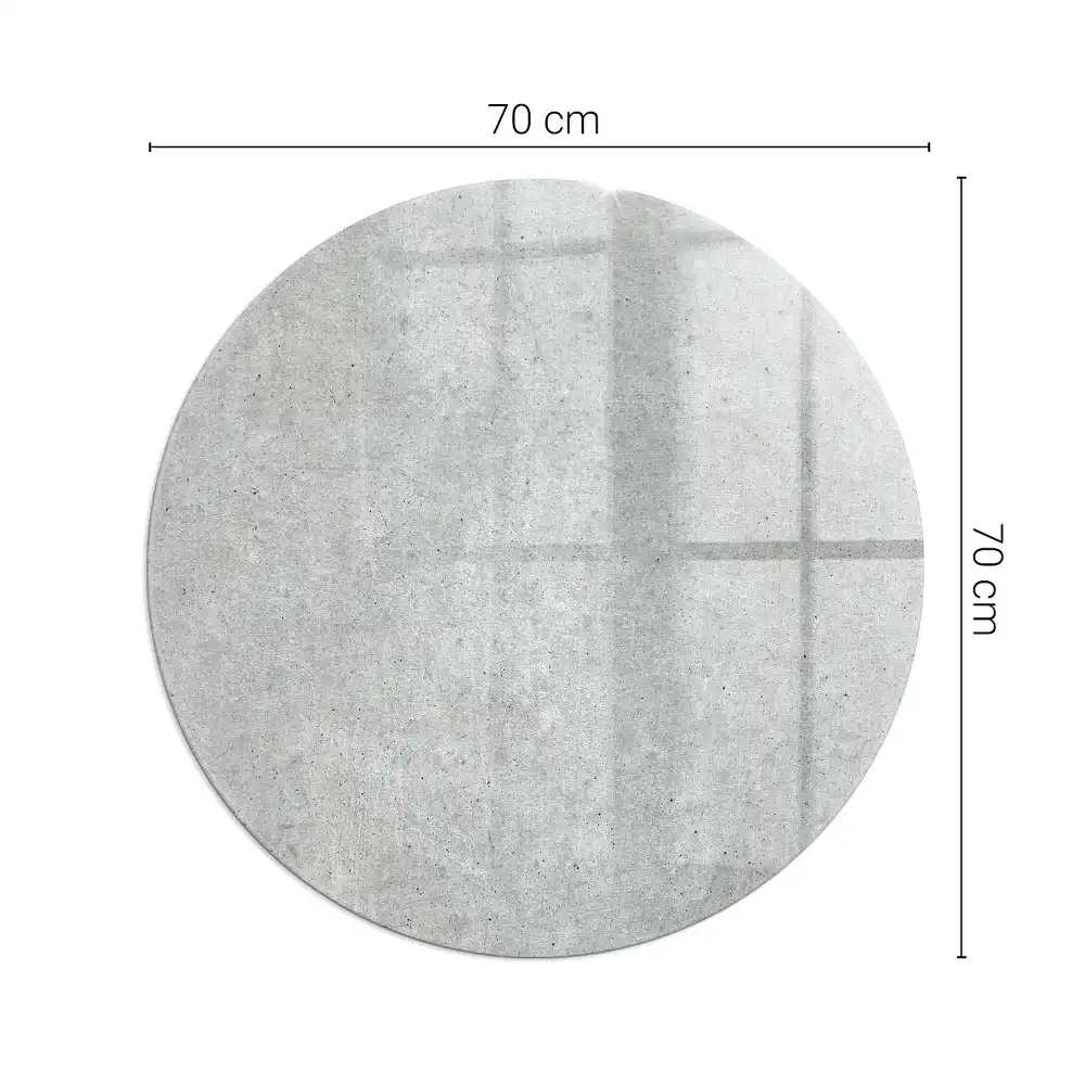 Placă de protecție rotundă din sticlă securizată cu textură de beton brut pentru sobă