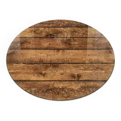 Placă rotundă din sticlă securizată pentru protecție sub sobă cu design de scândură de lemn cu inele