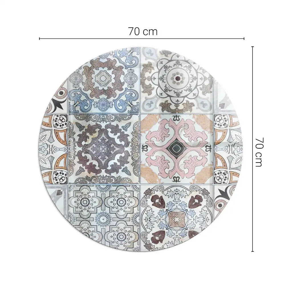 Placă de protecție rotundă pentru șemineu cu model de mozaic