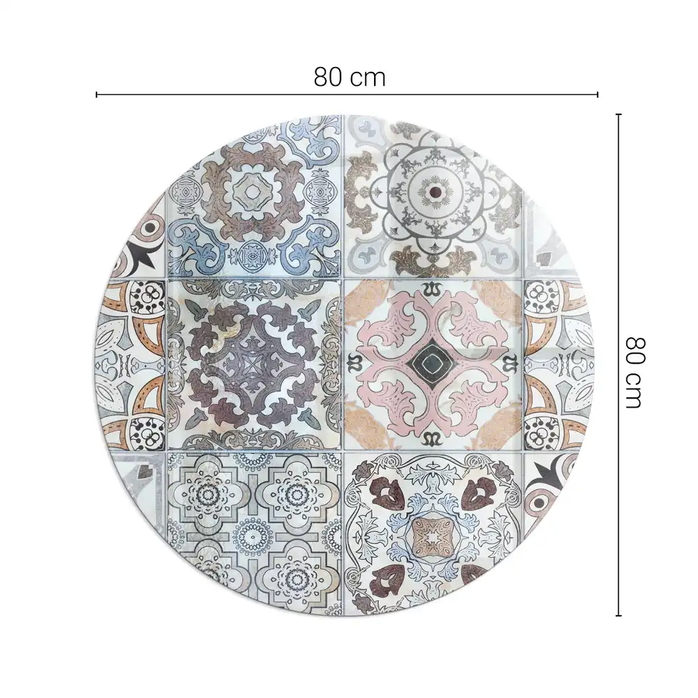 Placă de protecție rotundă pentru șemineu cu model de mozaic
