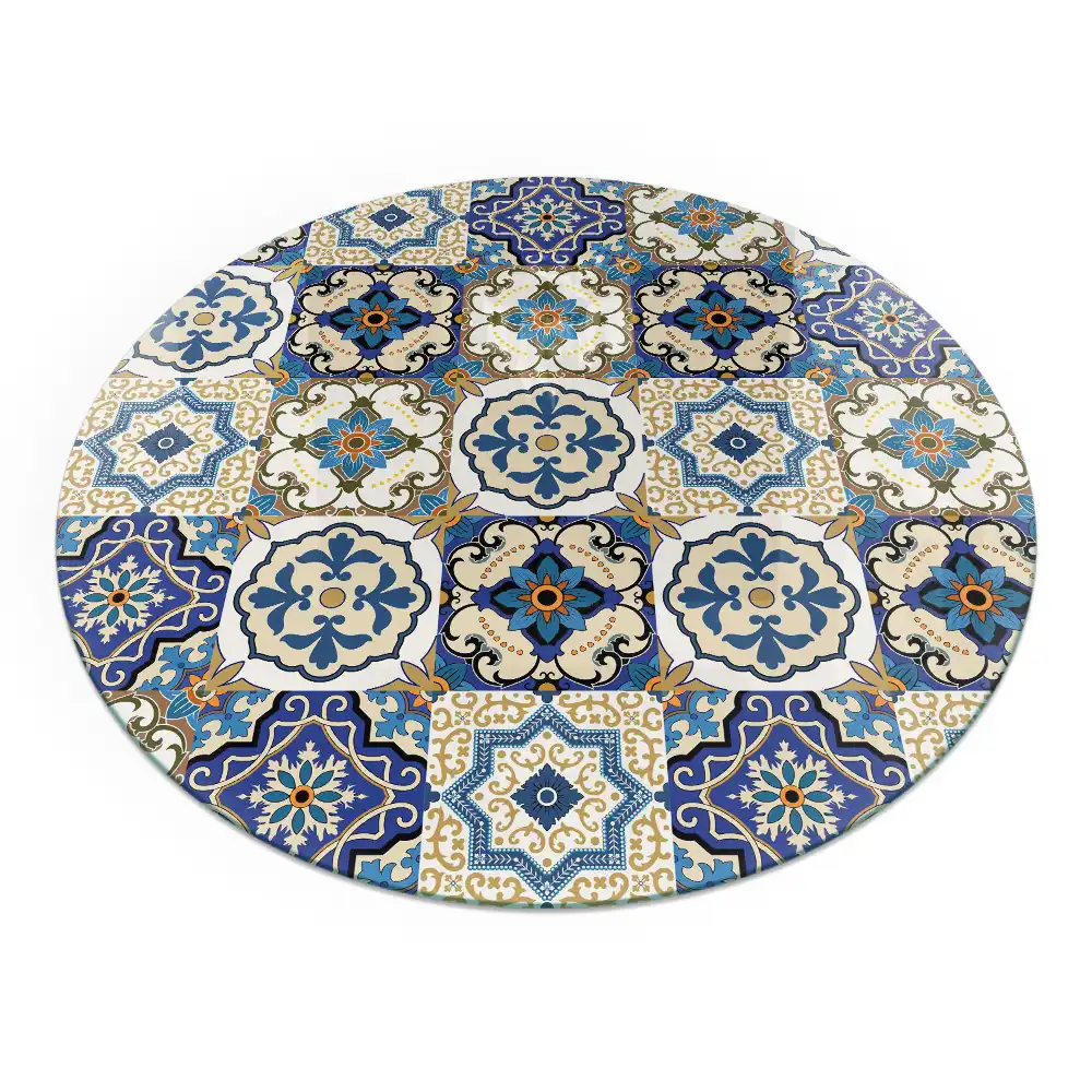 Placă de protecție din sticlă securizată sub sobă cu model mozaic floral rotund