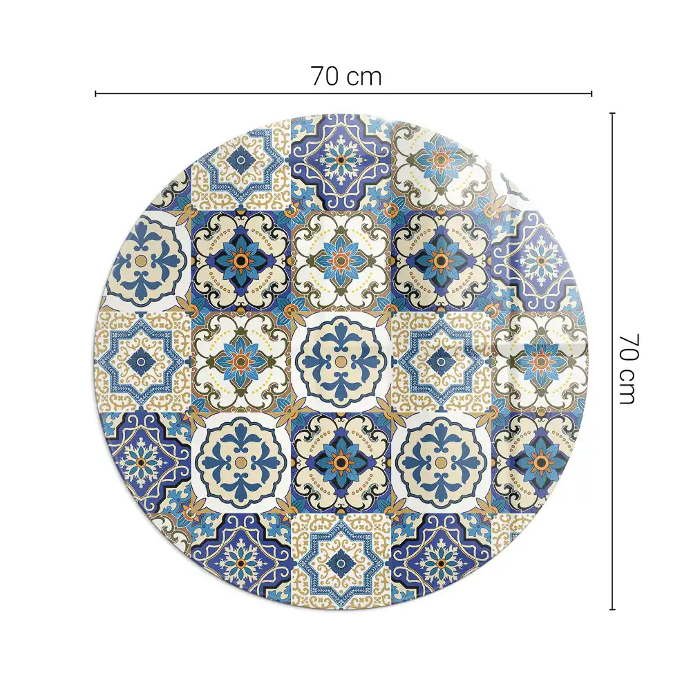 Placă de protecție din sticlă securizată sub sobă cu model mozaic floral rotund