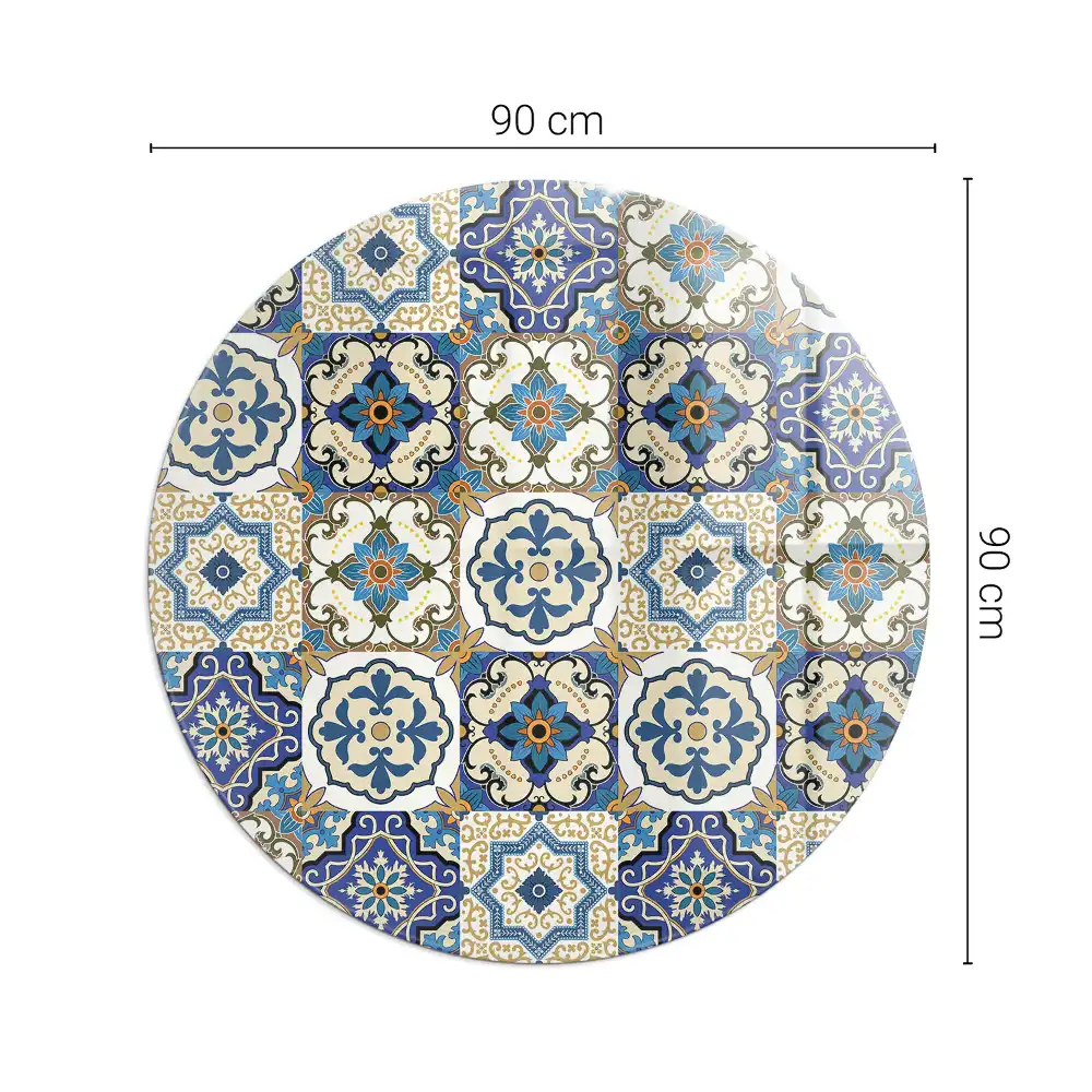 Placă de protecție din sticlă securizată sub sobă cu model mozaic floral rotund