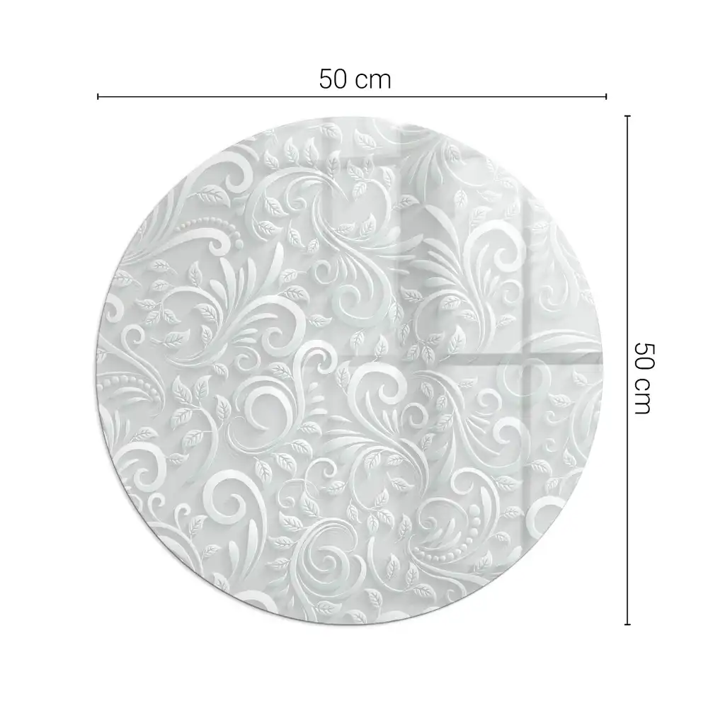 Placă de protecție rotundă din sticlă securizată pentru sobă cu model floral